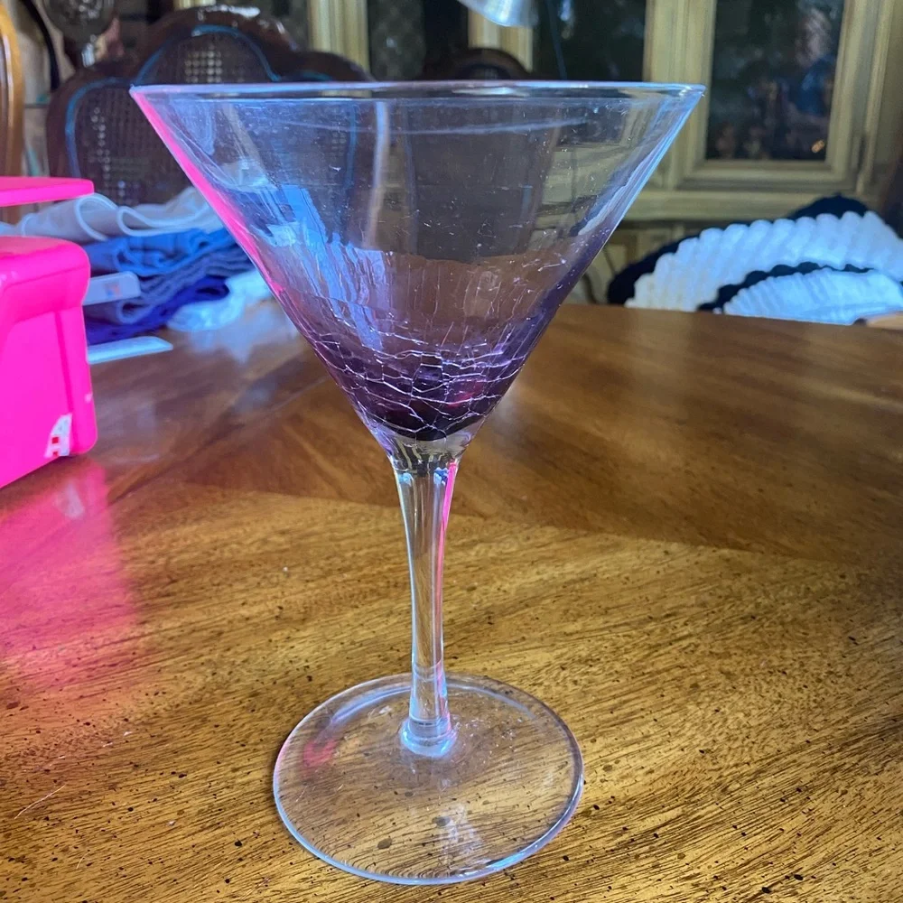 Pier 1 Purple Crackle Martini Glass